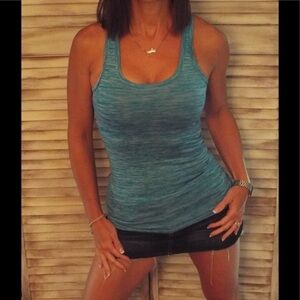 Two Tone Racerback Summer Yoga Tank Top Turquoise